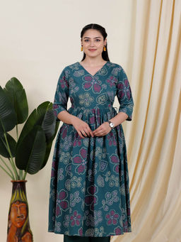 ARAMYA - Soft Cotton Angrakha Bandhani Print Kurta