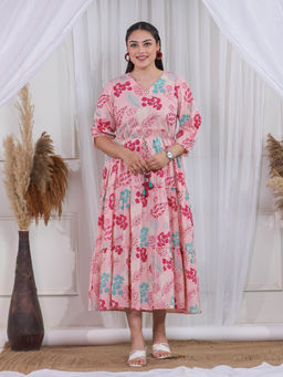 ARAMYA - Soft Cotton A-Line Floral Print Kurta