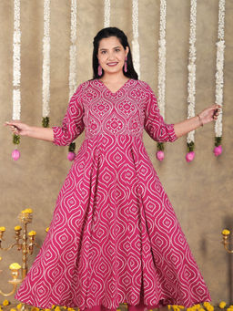 ARAMYA - Soft Cotton Bandhani Print Kurta