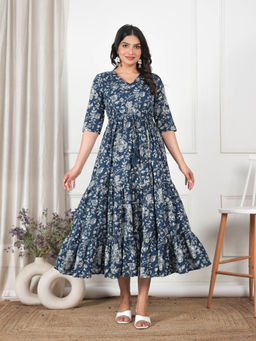 ARAMYA - Soft Cotton A-Line Floral Print Kurta