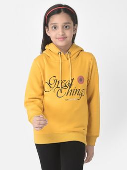 CRIMSOUNE CLUB - Girls Mustard Typographic Hoodie