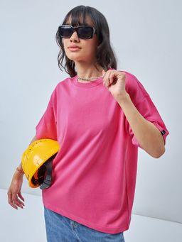 Bewakoof - Heavy Duty 1.0 Women's Pink Oversized T-shirt