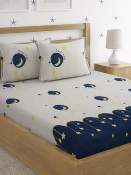 HOSTA HOMES - Multi-Color Cartoon Characters 210 TC Queen Bedsheet 2 Pillow Covers