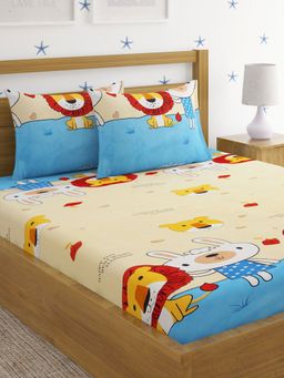 HOSTA HOMES - Multi-Color Graphic 220 TC Queen Bedsheet with 2 Pillow Covers