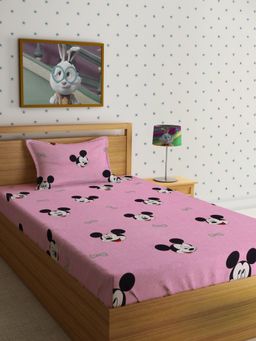 HOSTA HOMES - Cartoon Characters 210 TC Single Bedsheet with 1 Pillow Cover