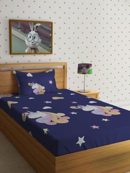 HOSTA HOMES - Cartoon Characters 210 TC Single Bedsheet with 1 Pillow Cover