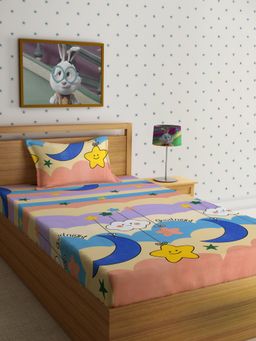 HOSTA HOMES - Cartoon Characters 210 TC Single Bedsheet with 1 Pillow Covers