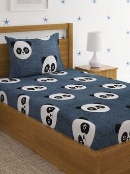 HOSTA HOMES - Multi-Color Cartoon Character 220 TC Single Bedsheet with 1 Pillow Covers