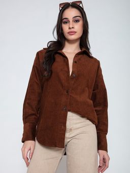 Lounge Dreams - Brown Corduroy Oversized Shirt