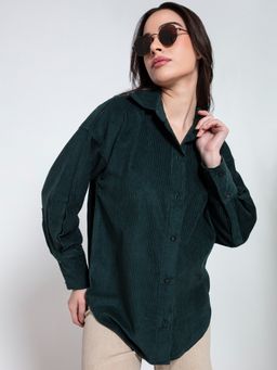 Lounge Dreams - Green Corduroy Oversized Shirt