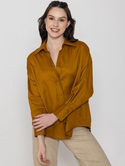 Lounge Dreams - Brown Twill Oversized Shirt