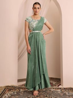 Miss Chase - Women's Siege Green Embellished Maxi Dress