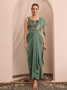 Miss Chase - Women's Siege Green Embroidered Maxi Dress