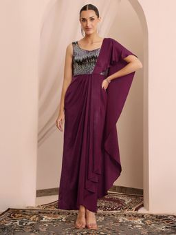 Miss Chase - Women's Purple Embellished Dress