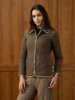 U.S. POLO ASSN. - Brown Solid Regular Fit Quilted Jacket