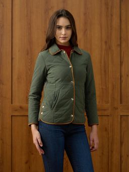 U.S. POLO ASSN. - Green Solid Regular Fit Quilted Jacket