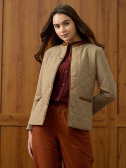 U.S. POLO ASSN. - Beige Solid Regular Fit Quilted Jacket