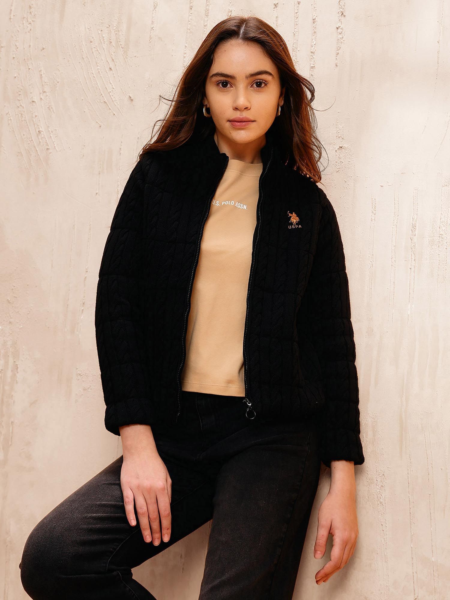 Black Cable Knit Regular Fit Jacket-picture-20