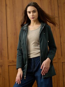 U.S. POLO ASSN. - Green Solid Regular Fit Hooded Jacket