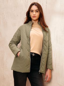 U.S. POLO ASSN. - Green Solid Regular Fit Puffer Jacket