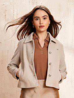 U.S. POLO ASSN. - Beige Textured Regular Fit Jacket