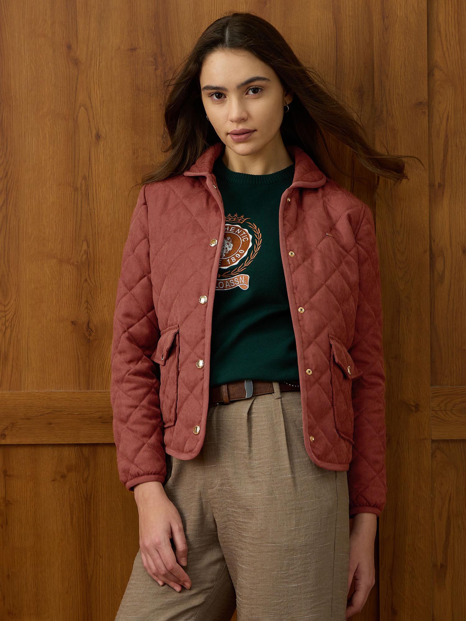 Solid Regular Fit Quilted Jacket-picture-26