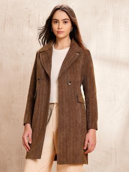 U.S. POLO ASSN. - Brown Double Breasted Notch Lapel Coat