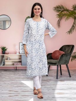 Seva Chikan - Embroidered Grey Mal Mal Lucknowi Chikankari Kurta