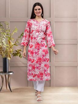 Seva Chikan - Embroidered Pink Mal Mal Lucknowi Chikankari Kurta