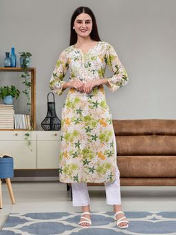 Seva Chikan - Embroidered Green Mal Mal Lucknowi Chikankari Kurta