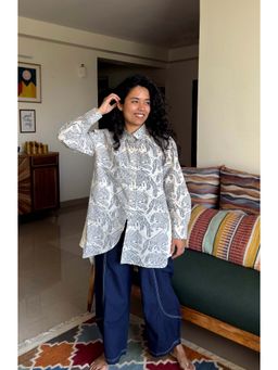 Babhru - White Pahadi Chaitaki Printed Loose Fit Shirt