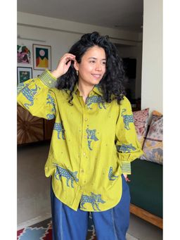 Babhru - Green Wild Fern Printed Loose Fit Shirt