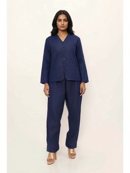 dhaaga - Navy Blue Women Premium Pure Solid Shirt