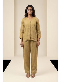 dhaaga - Beige Women Premium Pure Solid Shirt