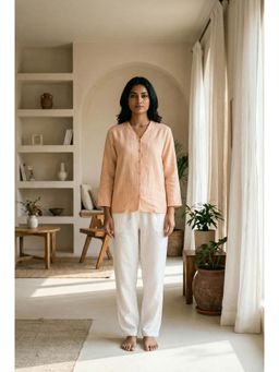 dhaaga - Peach Women Premium Pure Solid Shirt