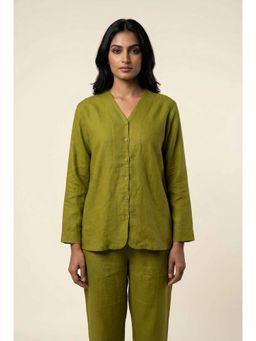 dhaaga - Olive Women Premium Pure Solid Shirt