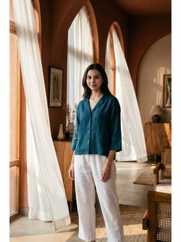 dhaaga - Teal Women Premium Pure Solid Shirt