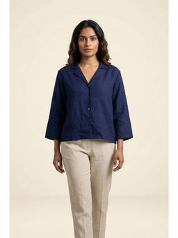 dhaaga - Blue Women Premium Pure Solid Shirt