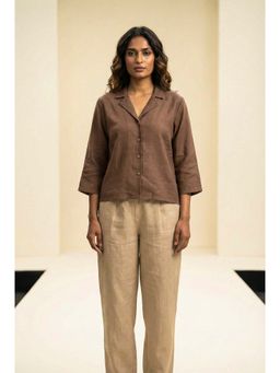 dhaaga - Brown Women Premium Pure Solid Shirt