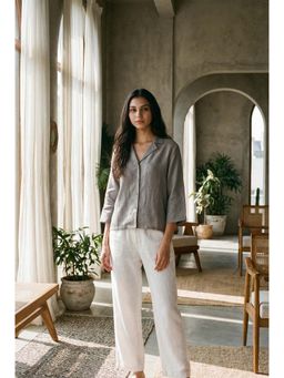 dhaaga - Grey Women Premium Pure Solid Shirt