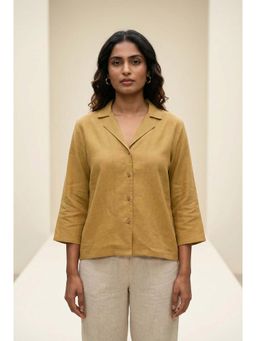 dhaaga - Beige Women Premium Pure Solid Shirt