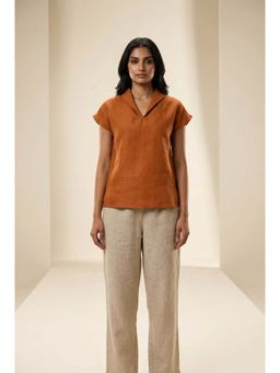 dhaaga - Rust Women Premium Pure Solid Top