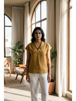 dhaaga - Beige Women Premium Pure Solid Top