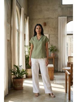dhaaga - Olive Women Premium Pure Solid Top