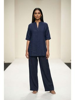 dhaaga - Navy Blue Women Premium Pure Solid Top
