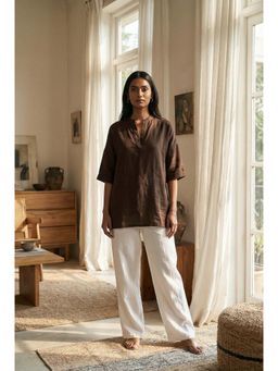 dhaaga - Brown Women Premium Pure Solid Top