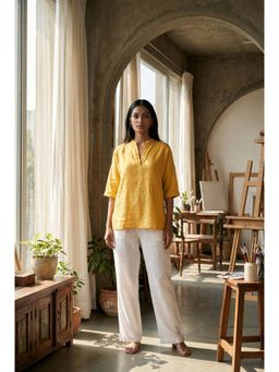 dhaaga - Mustard Women Premium Pure Solid Top