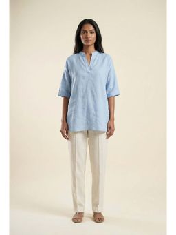dhaaga - Blue Women Premium Pure Solid Top