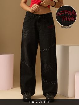 The Souled Store - Official Stranger Things: Hellfire Club Women Wide Leg Jeans