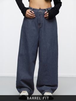 The Souled Store - Barrel-Fit Denim: Raw Blue Women Barrel Fit Jeans